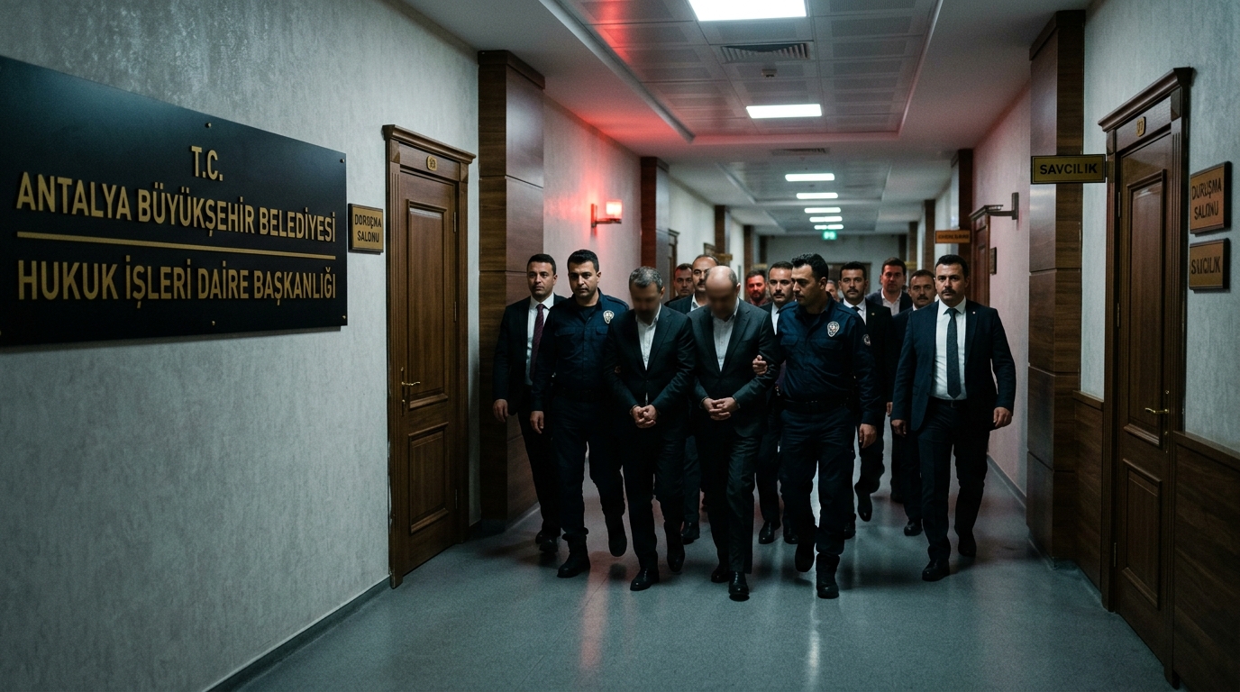 Antalya Büyükşehir Belediye Başkanı Muhittin Böcek adliye binasında