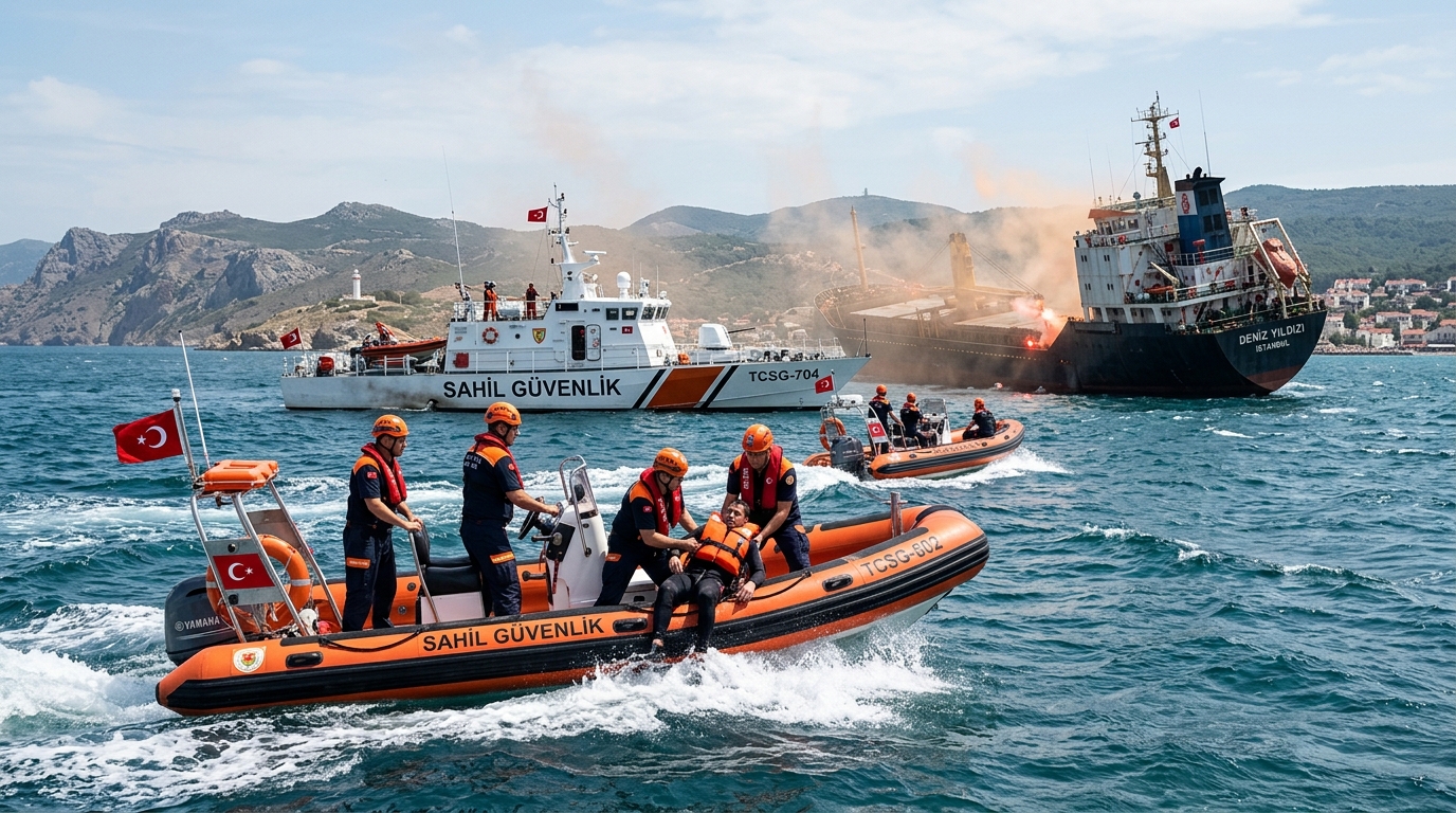 Sahil Güvenlik ekipleri Ege Denizi'nde arama kurtarma tatbikatı yapıyor