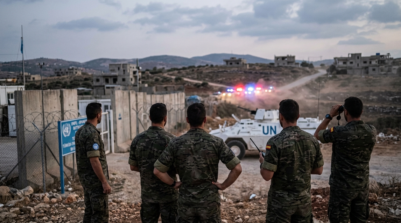 Lübnan'daki UNIFIL üssü önünde bayraklar