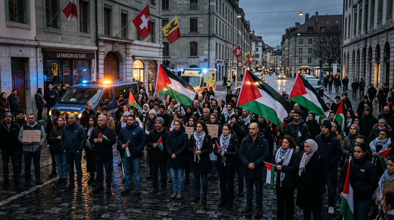 İsviçre'de Filistin'e destek gösterisi
