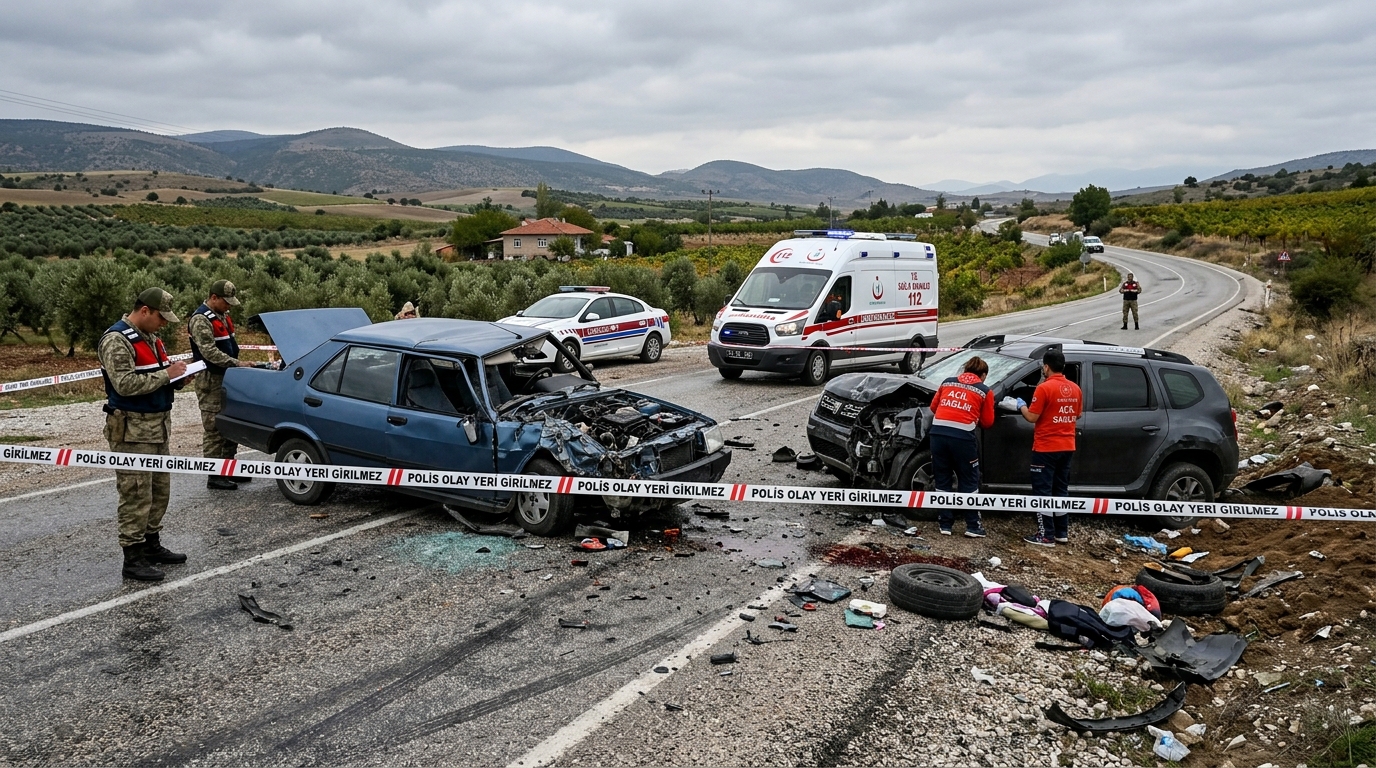 Sivas'ta meydana gelen trafik kazası sonrası olay yerinden görüntü