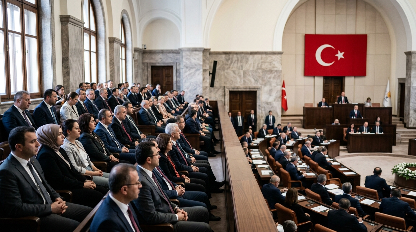 TBMM genel kurul salonu ve kürsüde konuşan milletvekili