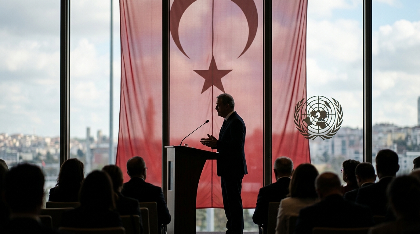 BM Daimi Temsilcisi Büyükelçi Ahmet Yıldız konuşma yaparken